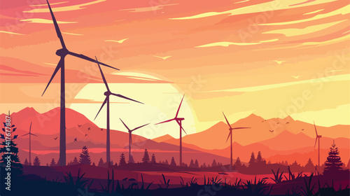 Eolic Wind Turbine Vector Illustration in Modern Style for Renewable Energy Concepts