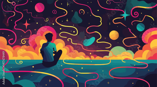 Creative Game Think Over Lineal Background Vector Illustration