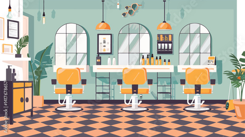 Modern Hair Salon Design Vector Illustration with Elegant Style Elements