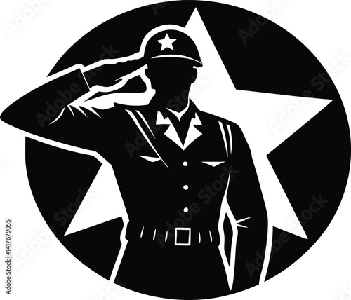 Silhouette of Soldier saluting, Soldier saluting