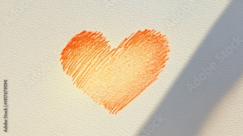 Single line heart sketch with perfect balance on textured paper surface made with Generative AI technology

