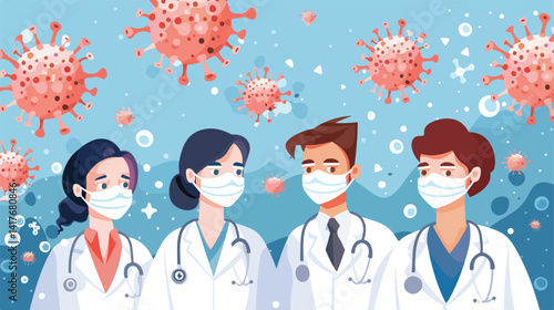Diverse Male and Female Doctors Wearing Protective Masks Against 2019-nCoV Virus