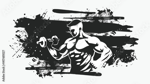 Monochrome Gym Dumbbell Silhouette for Fitness Training