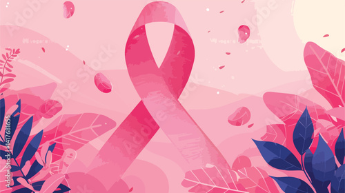 Pink Ribbon Design for World Cancer Day with February Four Awareness