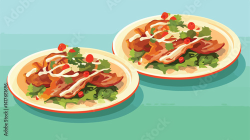 Delicious Italian Grissini with Bacon and Vegetables on Plates