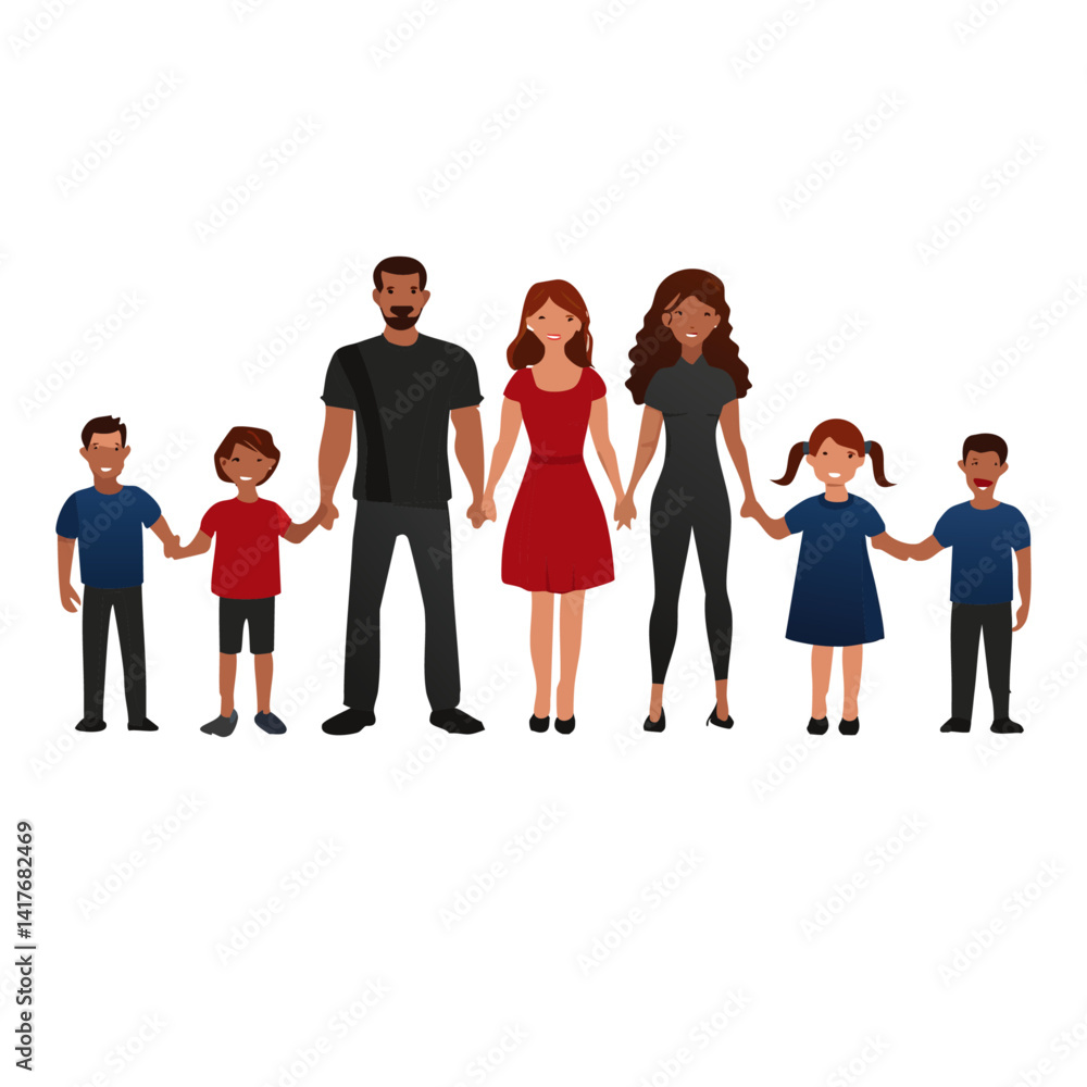 group of patchwork family vector icon design