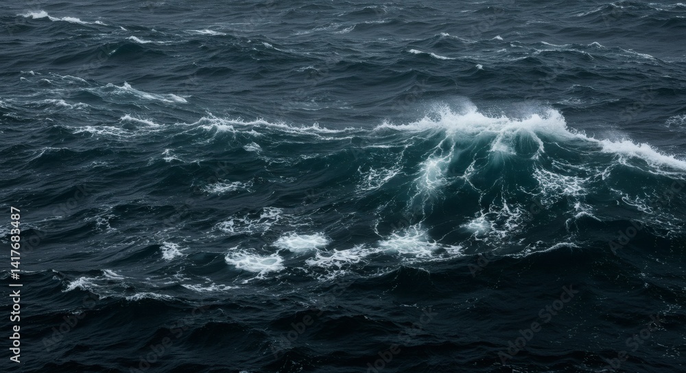 Crashing Ocean Wave with White Foam and Dark Deep Water Landscape Crashing Ocean Wave with White Foam and Dark Deep Water Landscape