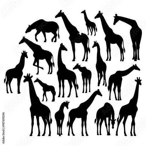 set of  a giraffe silhouette, giraffe silhouette