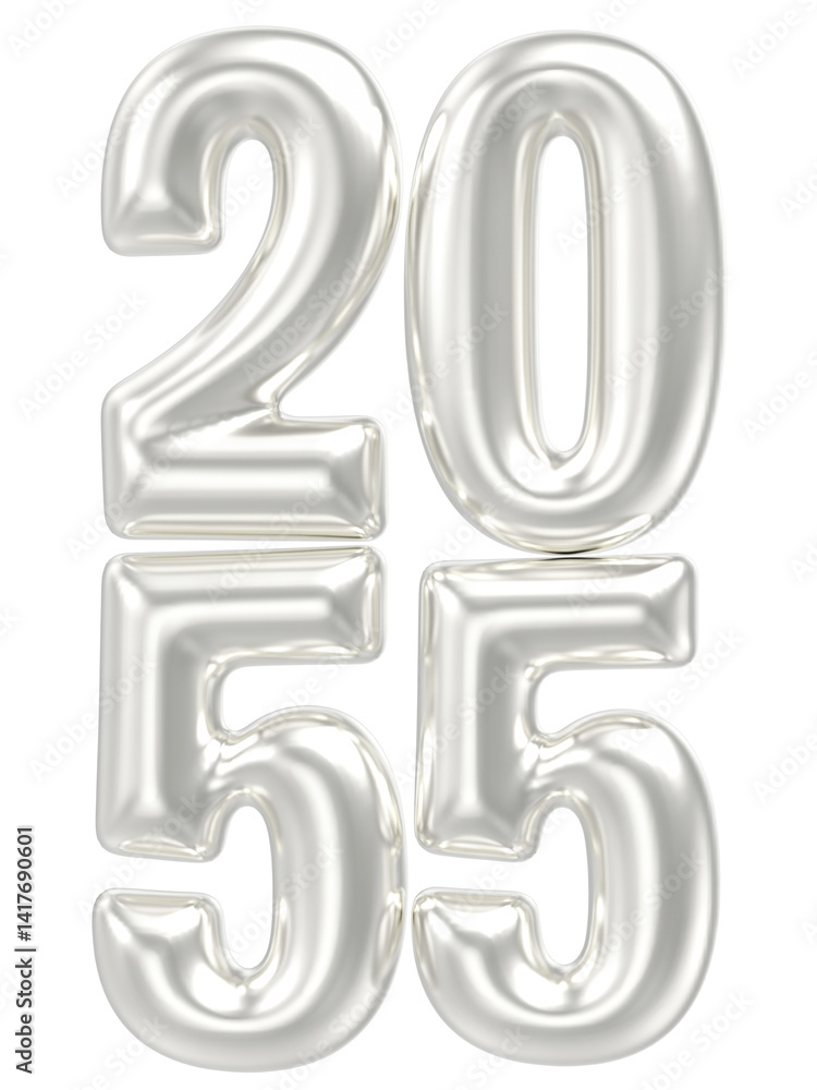 Number 2055 Silver Happy New Year Number Number 2055 Silver Happy New Year Number