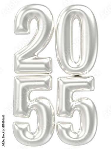 Tableau sur toile Number 2055 Silver Happy New Year Number