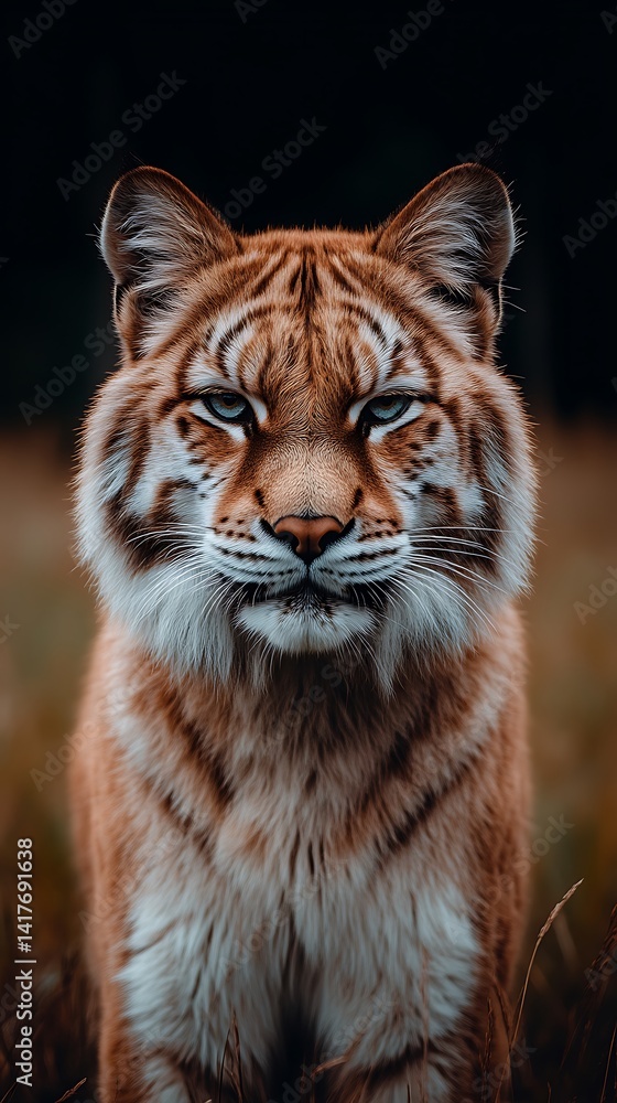 Fototapeta premium Lynx Staring Portrait with Striking Eyes in Natural Habitat