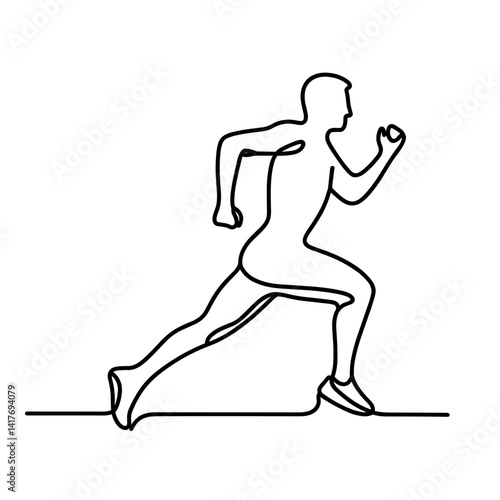 Running Athlete in Motion Against a Minimalist Background  