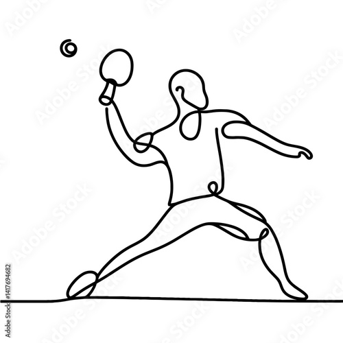 Line art of a person playing table tennis in action  