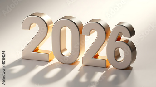 2026 numbers isometric illustration. 3d rendering illustration