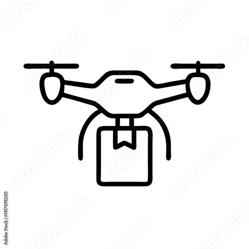 Drone Carrying Parcel in Flight Icon Design