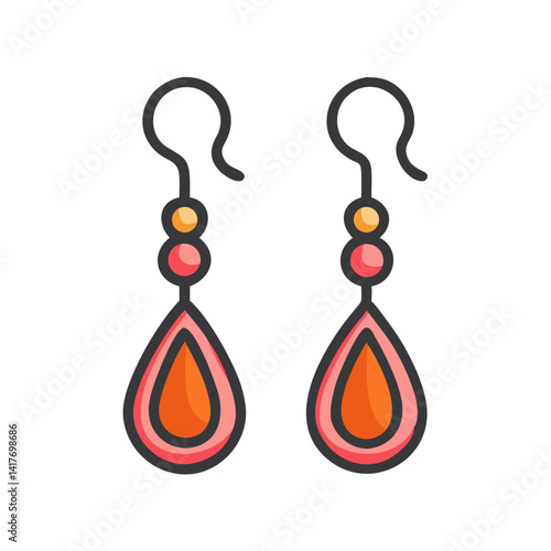 Drop Earrings with Hook Tops Icon Design