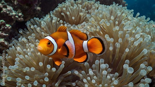 Colorful Ornamental Fish in a Coral Reef Environment