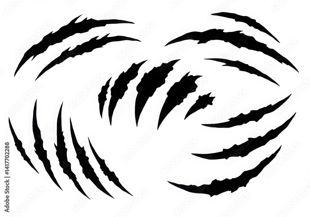 Obraz premium Black claw marks design elements on white background