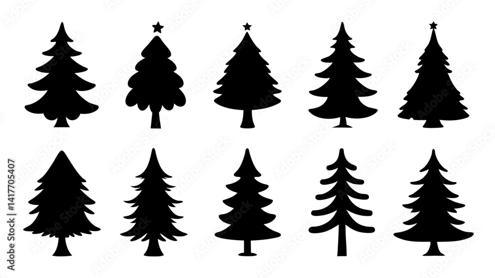 Obraz premium set of chritmas tree silhouette vector on white background