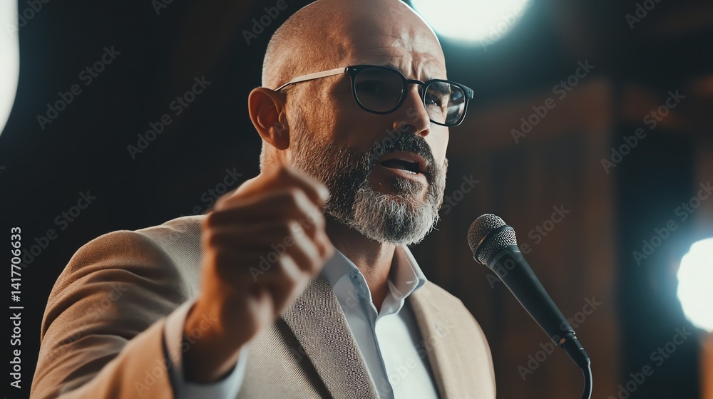 Business leader delivering motivational speech