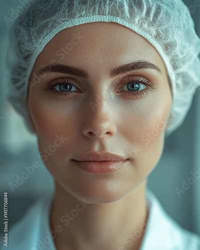 Beautiful woman close-up, doctor nurse care portrait close-up