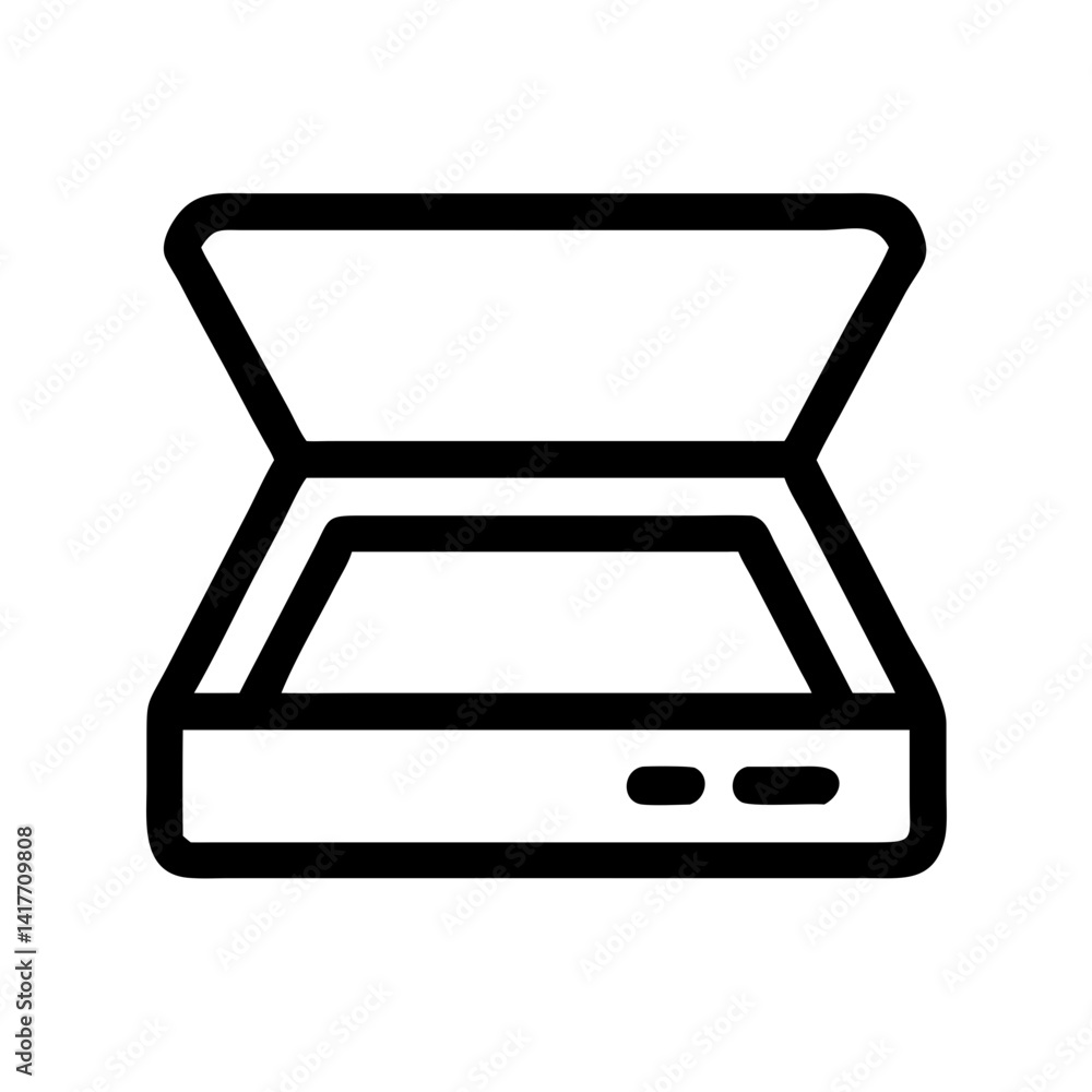 Flatbed Scanner with Open Lid Icon Design Flatbed Scanner with Open Lid Icon Design