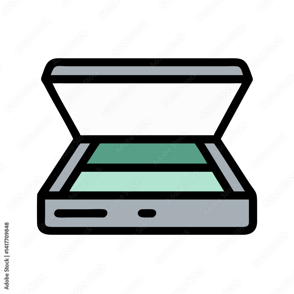 Flatbed Scanner with Open Lid Icon Design Flatbed Scanner with Open Lid Icon Design
