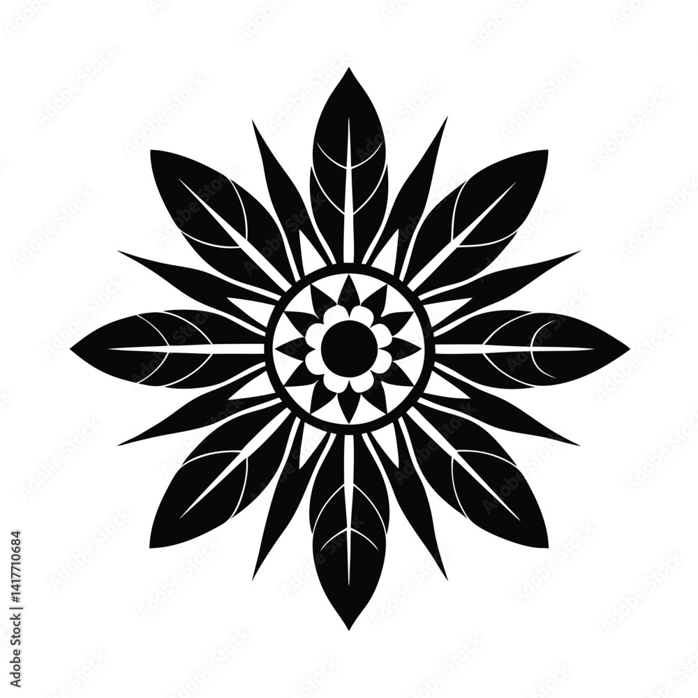 Fototapeta premium deco mandala feather vector art silhouette