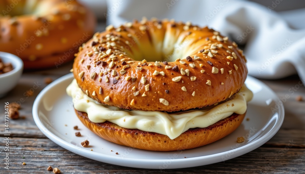 Creamy bagel sandwich