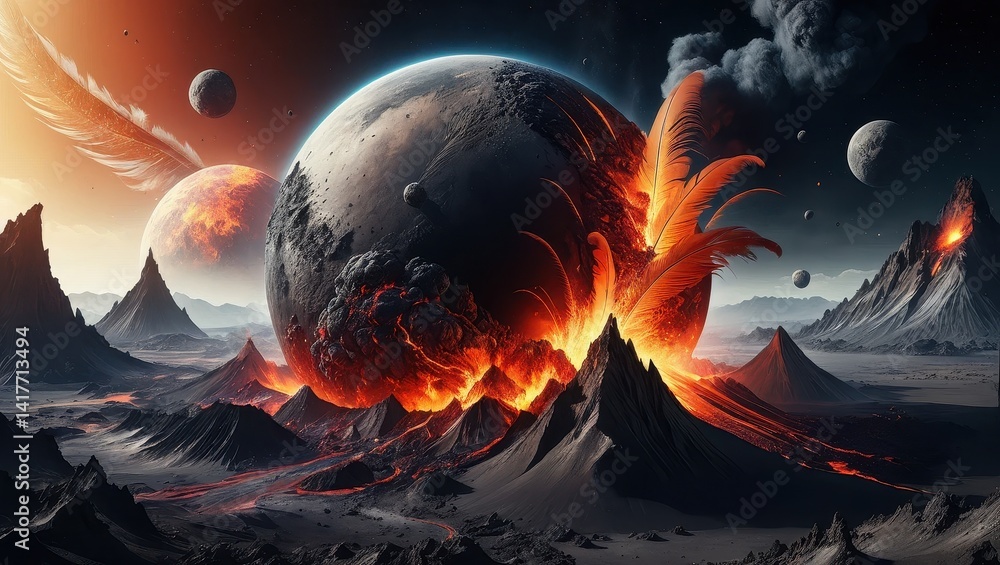 Volcanic eruption on alien planet
