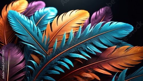 Obraz na płótnie Vibrant Colorful Feathers w salonie