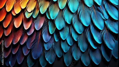 Obraz na płótnie Colorful bird feathers close-up w salonie