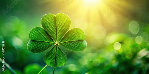 Detailed view of a lush green clover leaf with intricate veins and texture