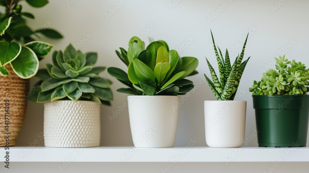 Fototapeta premium Elegant indoor plant display home office decorative arrangement modern environment aesthetic viewpoint