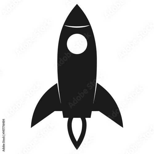 space rocket ship silhouette icon on white background