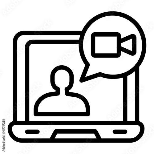 Video Lectures Vector Line icon Design