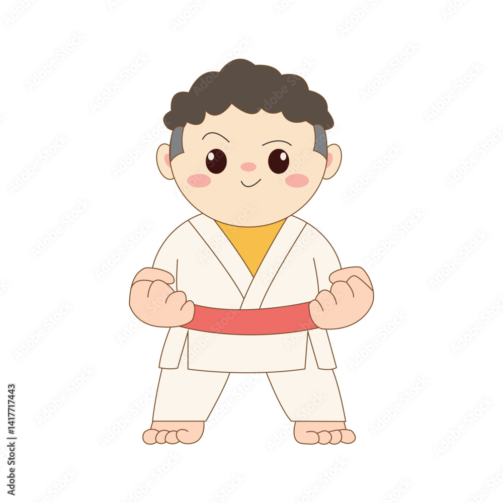 Cute little man training Karate martial art chibi kawaii character mascot sport Icon set Cute little man training Karate martial art chibi kawaii character mascot sport Icon set