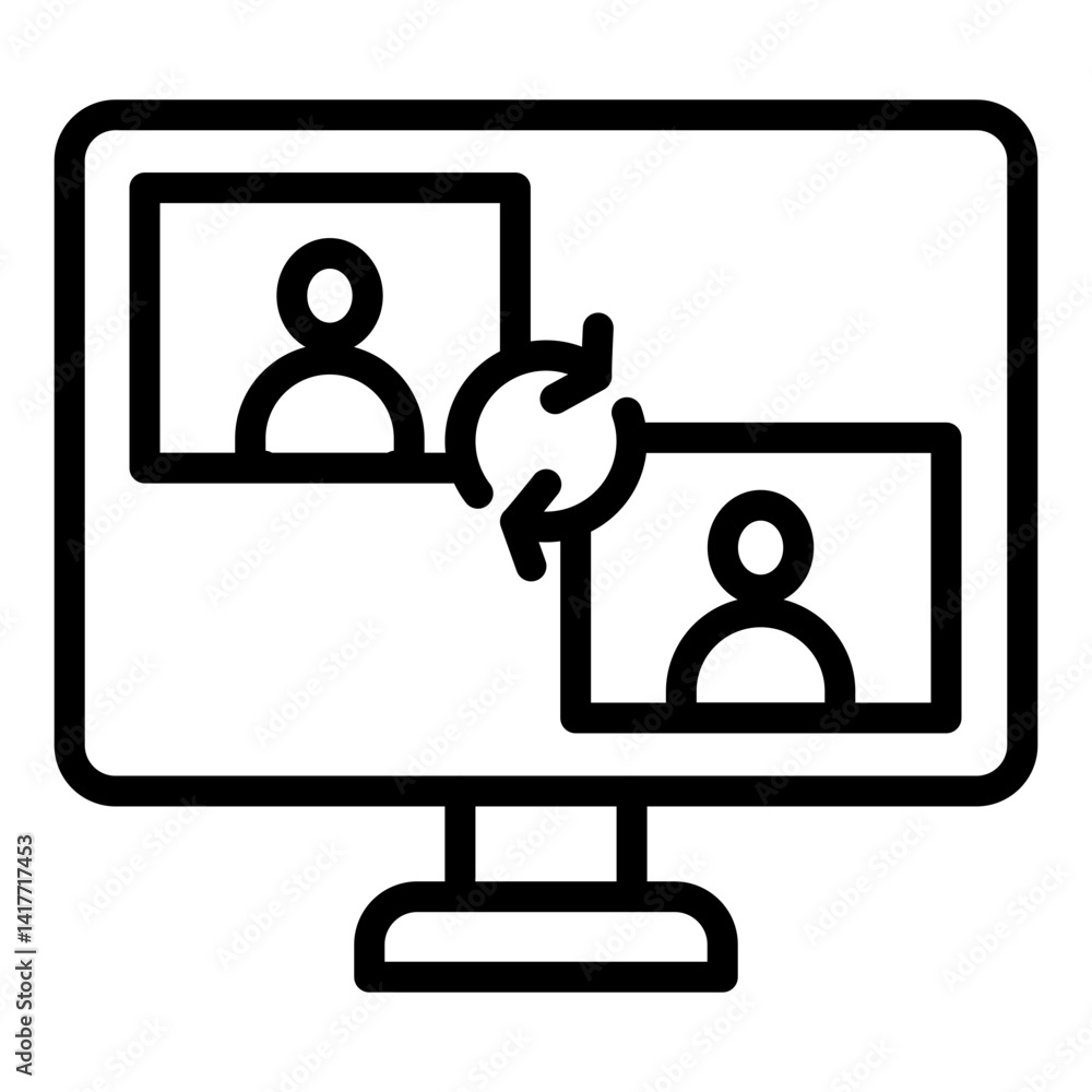 Online Collaboration Vector Line icon Design Online Collaboration Vector Line icon Design