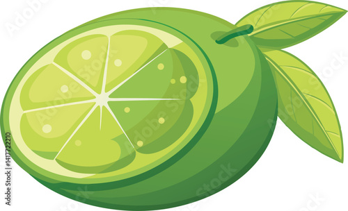 A vibrant and detailed vector art illustration showcasing a beautiful lime fruit with fresh, juicy appeal perfect for design and decoration.