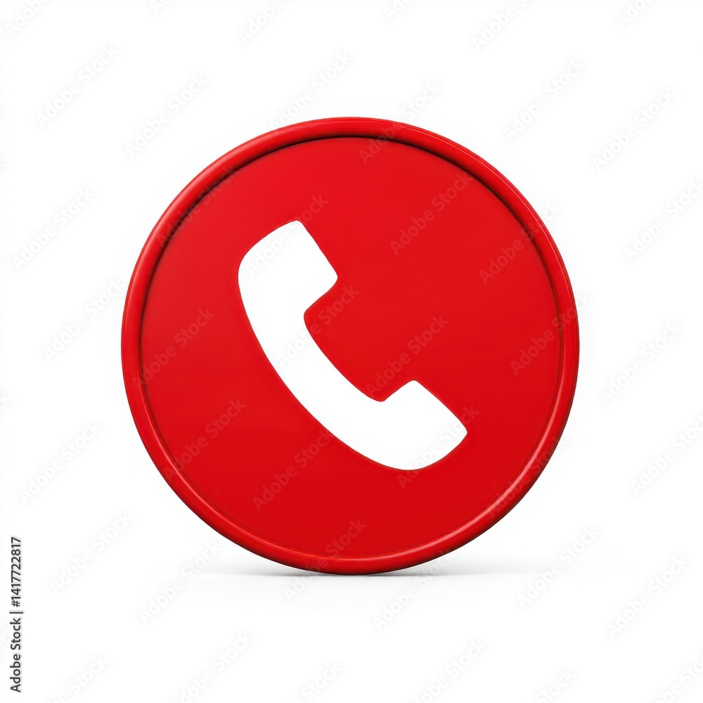 Red phone icon in circle on white background Red phone icon in circle on white background
