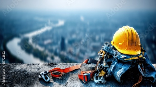 Safety Gear and Cityscape Construction Worker's