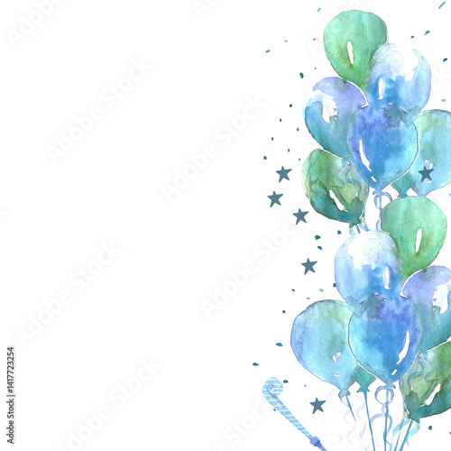 Balon and blue water splash