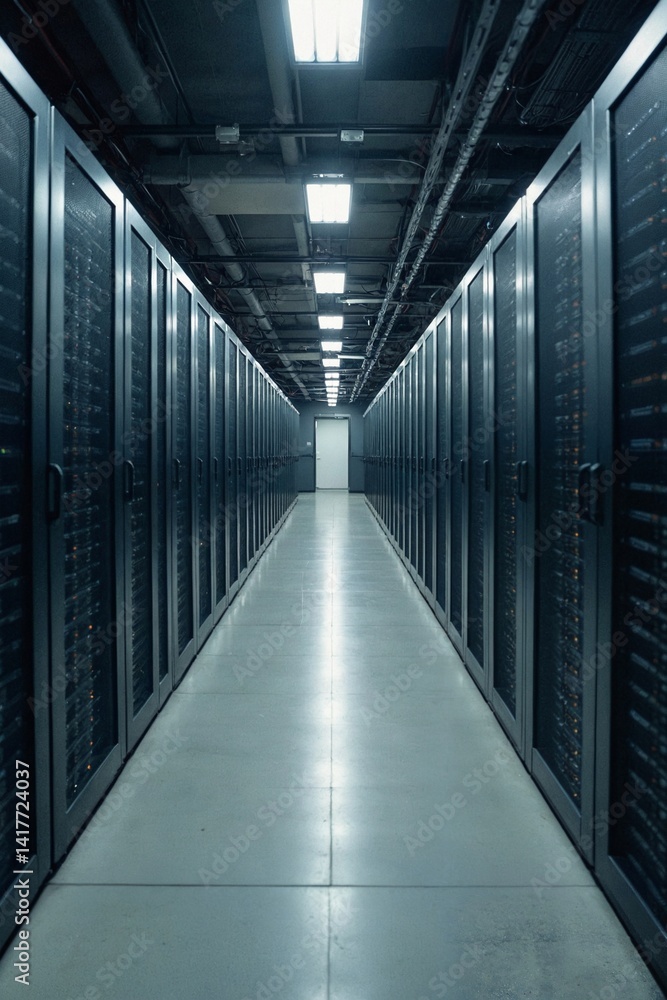 Fototapeta premium Futuristic Technology Network Landscape: Abstract Geometric Patterns in Server Infrastructure Design