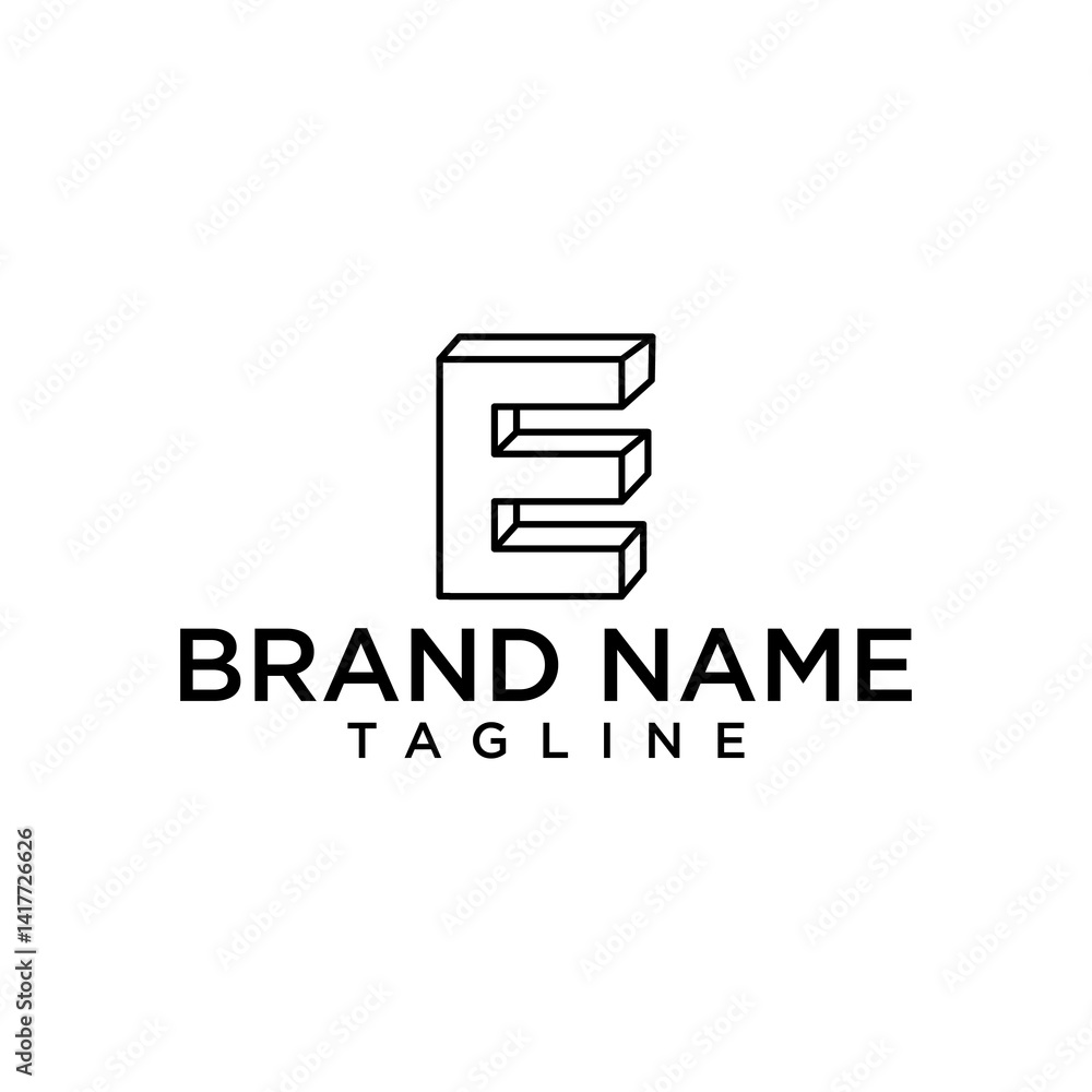 monogram at letter E line art modern logo monogram at letter E line art modern logo