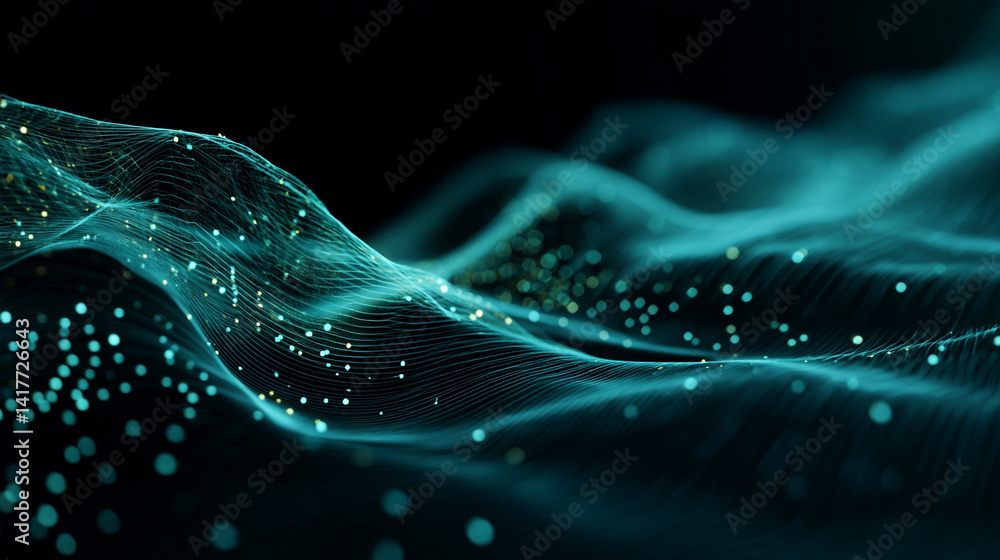 abstract blue wave background with blue glowing neon moving high speed wave lines and bokeh lights.