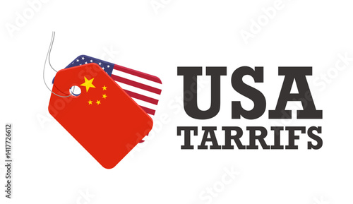 USA tariffs increase in trading war vector illustration conceptual illustration. 