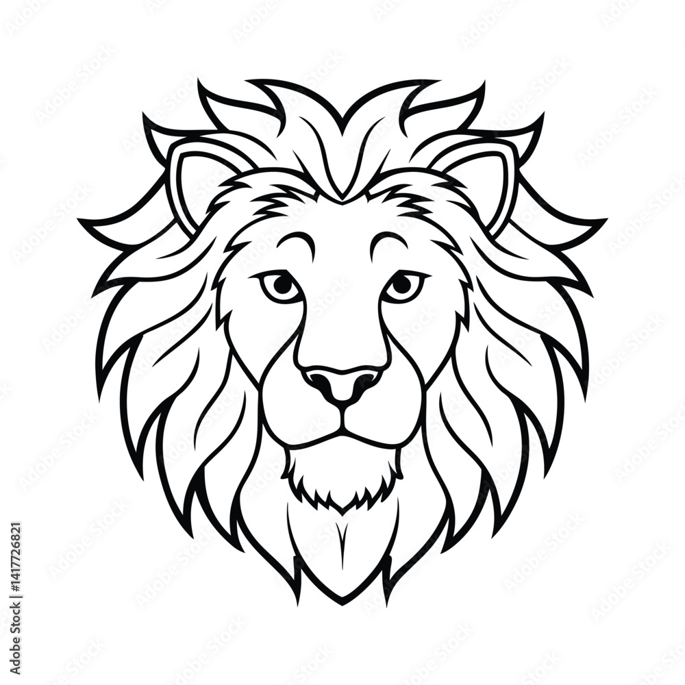 Fototapeta premium Lion Face Outline Illustration Showcasing Majestic and Bold Details
