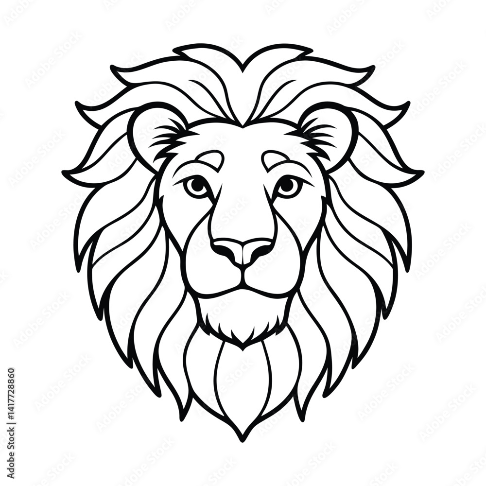 Obraz premium Lion Face Outline Illustration Showcasing Majestic and Bold Details