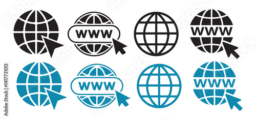 Website icon set.glob icons, Web icons vector. Go to web sign, Internet icon. Vector Illustration