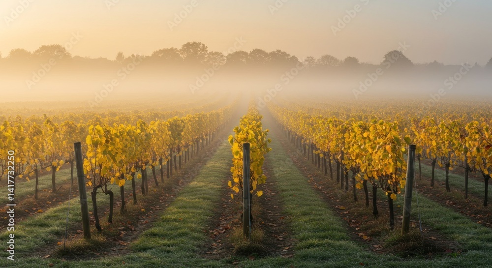 Naklejka premium Vineyard in golden sunlight, photos